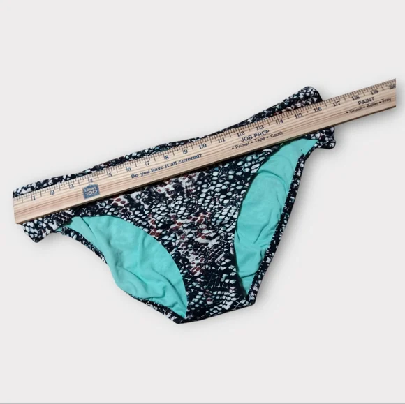 😘ATHLETA WOMEN'S SIZE LARGE FLOWER PRINT BLACK SWIM ATHLETIC BIKINI BOTTO… - Picture 3 of 5